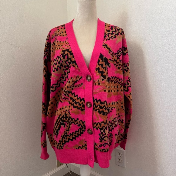 Farm Rio Pink Croco Knit Cardigan - Picture 4 of 9